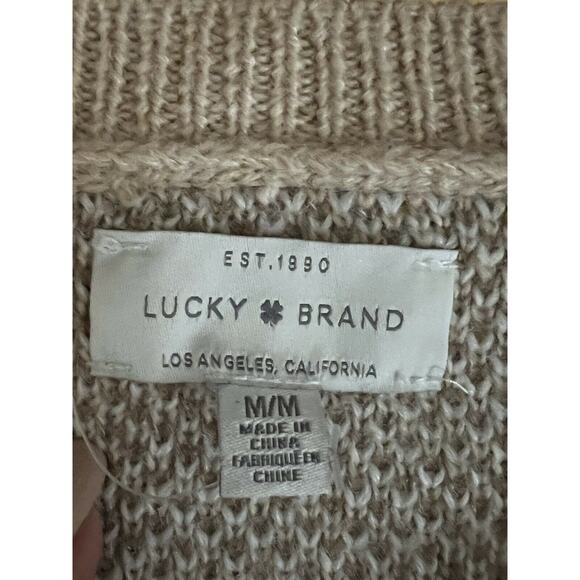 Lucky Brand Neutral Camu Crew Neck sweater Beige Blend Women's sz Medium - Picture 9 of 12